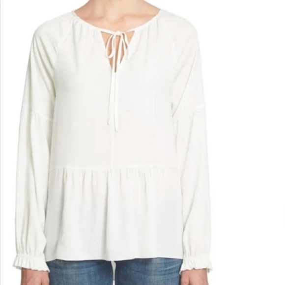 1. State Ivory Neck Tie Long Sleeve Blouse - Picture 1 of 9
